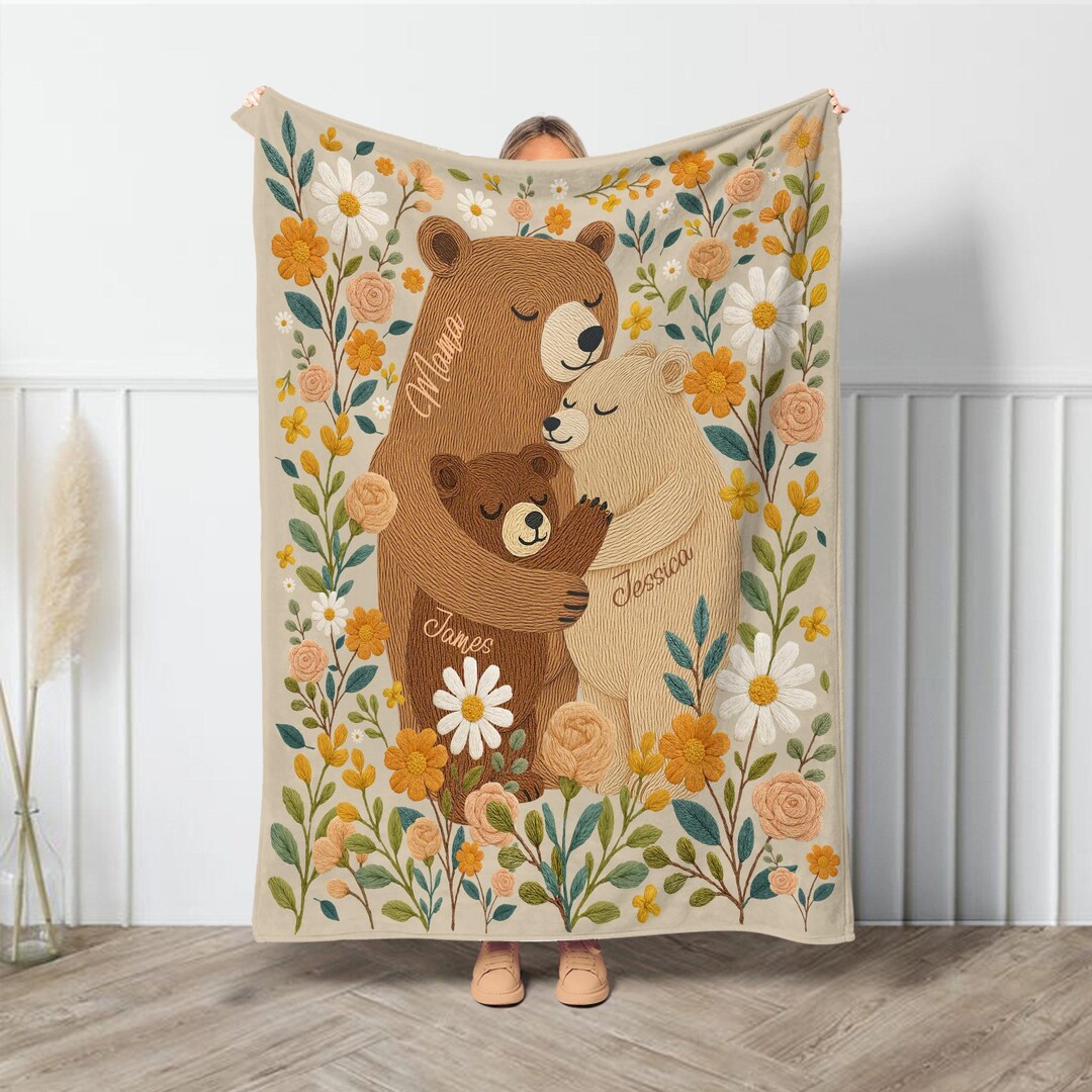 White Mama Bear Blanket