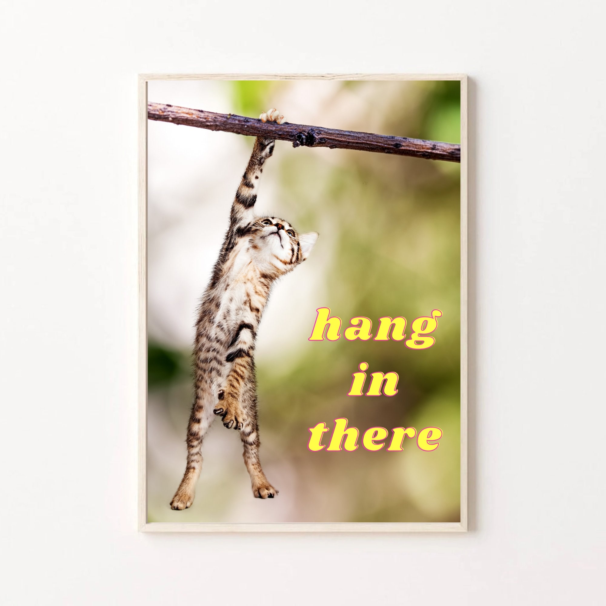 Hang in there printable poster little kitten hanging wall decor funny