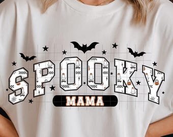 Spooky Mama PNG, Halloween Mom Shirt Design, Retro Ghost Sublimation, Cute Mama Halloween PNG, DTF Digital Download
