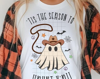 Es ist die Saison, um euch zu verfolgen, Western Geist PNG, Cowgirl Halloween Sublimation, Geist-Shirt, Gruselige Saison PNG, Dtf Digital Download