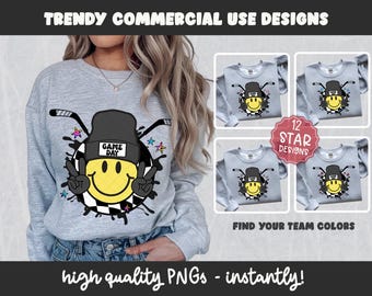 Hockey Mom PNG - Sport Mutter PNG, Hockey Spieltag PNG mit Teamfarben, Retro Hockeyschläger Sublimation für Shirts, Hockey digitaler Download