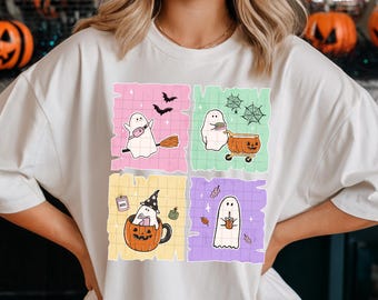 Pastell Halloween-Geist PNG, Kokette Ghouls Tag Clipart, niedliches gruseliges Sublimationsdesign, DTF digitaler Download
