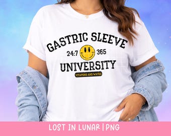 Manche gastrique Université PNG, conception drôle de chemise bariatrique, vitamines et eau 24/7 365 PNG, chemise de chirurgie VSG, chirurgie de perte de poids Png