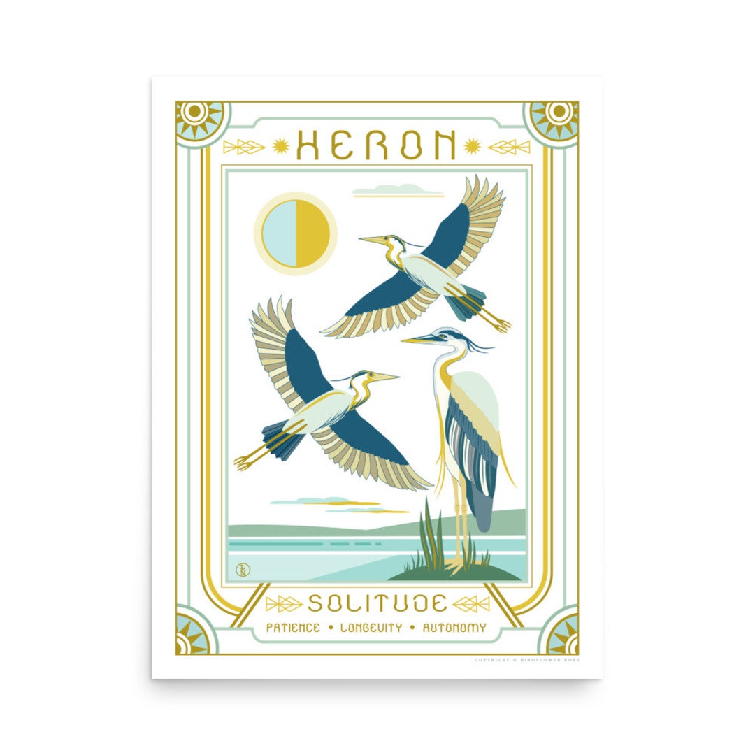 Spirit Heron Poster by Birdflower Poetanimal Spirit Totem - Etsy