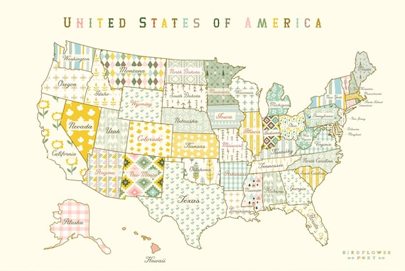 Large United States Map Quilt USA Patchwork Map Quilt QBE 104e