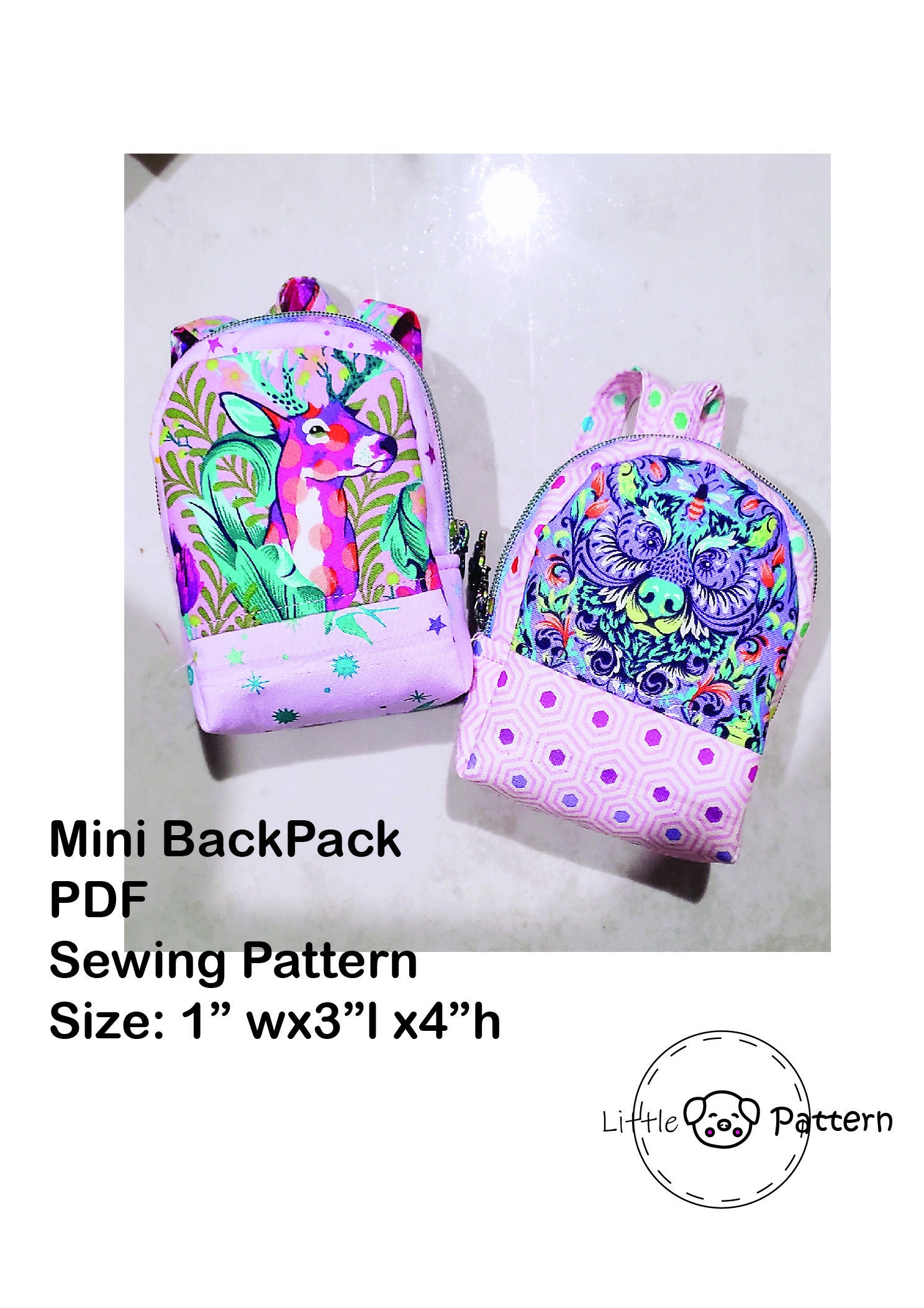 Mini Backpack Pattern & Instructions,backpack PDF Sewing Pattern