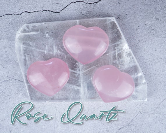 Natural Rose Quartz Crystal Carved Heart Shaped Pink Love Palm Healing  Gemstones