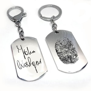 Vingerafdruk sleutelhanger gegraveerd - handschrift sleutelhanger - werkelijke vingerafdruk afdrukken - vingerafdruk memorial sleutelhanger