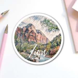 Angels Landing Zion National Park Sticker | Water Bottle Sticker, Sticker for Laptop