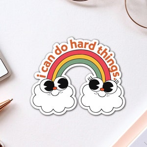 Eu posso fazer coisas duras adesivos de <br> Entrega Rápida? Adesivo de saúde mental/adesivo para laptop/adesivo de planejador/motivação de crescimento pessoal/amor próprio e cuidado