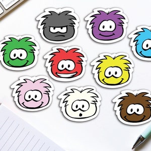 Puffle Stickers Bundle | Relatable Sticker, Water Bottle Sticker, Sticker for Laptop, Club Penguin Inspired, Animal Sticker