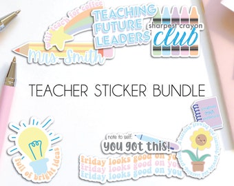 Paquete de pegatinas personalizadas para profesores: pegatinas de vinilo troqueladas