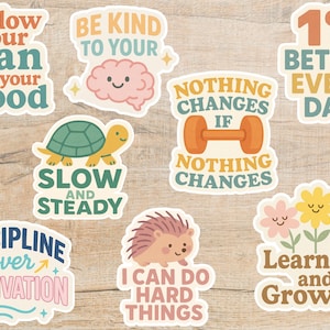 Adesivos motivacionais para jornada de perda de peso | Adesivo de saúde mental / Adesivo para laptop / Adesivo para planejador / Motivação para crescimento pessoal / Amor próprio
