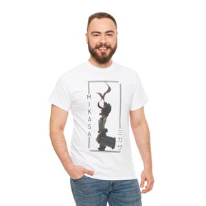 Camiseta de Ataque a los Titanes, camiseta de Mikasa Ackerman, arte de fan de Shingeki No Kyojin, ropa de calle de chica de anime, camiseta unisex con gráficos de AOT imagen 5