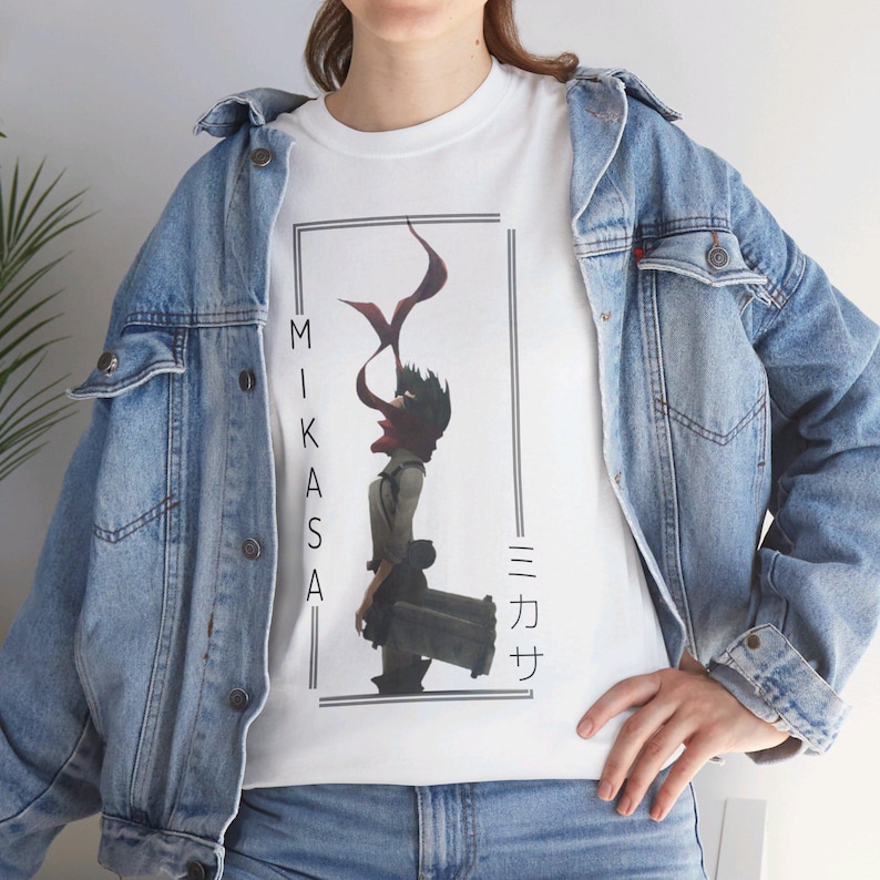 Camiseta de Ataque a los Titanes, camiseta de Mikasa Ackerman, arte de fan de Shingeki No Kyojin, ropa de calle de chica de anime, camiseta unisex con gráficos de AOT imagen 8