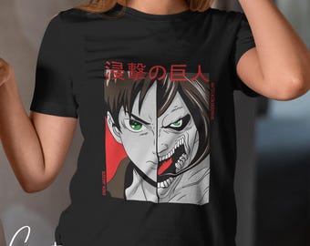 Attack on Titan Shirt, Levi Ackerman Shirt, Attack on Titan Tee, Unisex Anime Streetwear, Eren Yeager & Levi Anime Girl T-Shirt