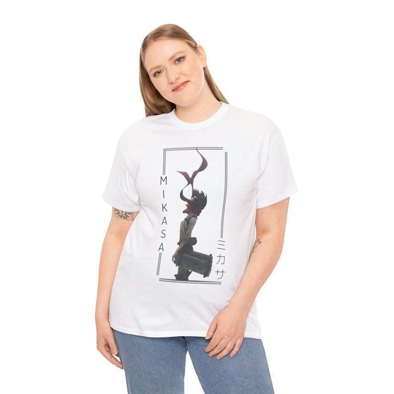 Camiseta de Ataque a los Titanes, camiseta de Mikasa Ackerman, arte de fan de Shingeki No Kyojin, ropa de calle de chica de anime, camiseta unisex con gráficos de AOT imagen 4