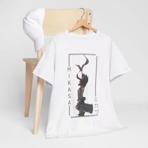 Camiseta de Ataque a los Titanes, camiseta de Mikasa Ackerman, arte de fan de Shingeki No Kyojin, ropa de calle de chica de anime, camiseta unisex con gráficos de AOT imagen 3