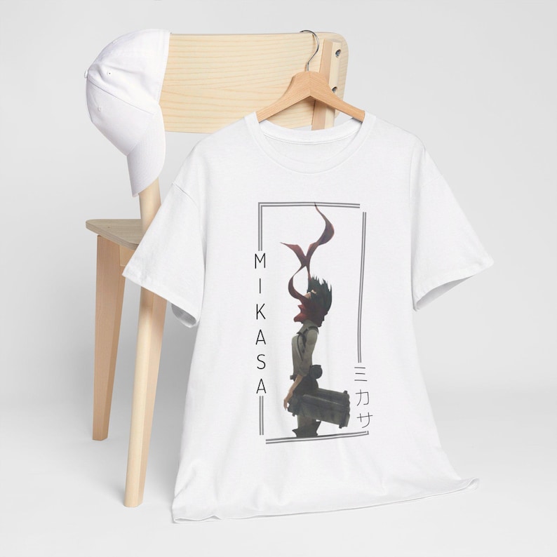 Camiseta de Ataque a los Titanes, camiseta de Mikasa Ackerman, arte de fan de Shingeki No Kyojin, ropa de calle de chica de anime, camiseta unisex con gráficos de AOT imagen 3