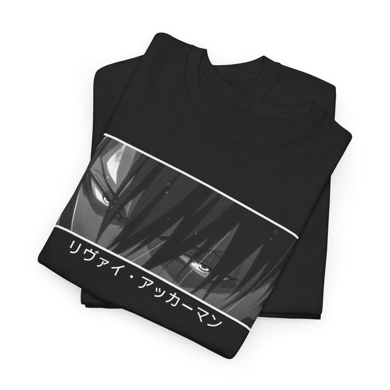 Attack on Titan Levi Ackerman t-shirt with 'Look Up' new design, perfect for anime fans and manga lovers seeking unique apparel.