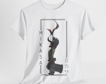 Camiseta Attack on Titan, Camiseta Mikasa Ackerman, Arte de fã de Shingeki No Kyojin, Roupa de rua de anime para meninas, Camiseta unissex gráfica AOT