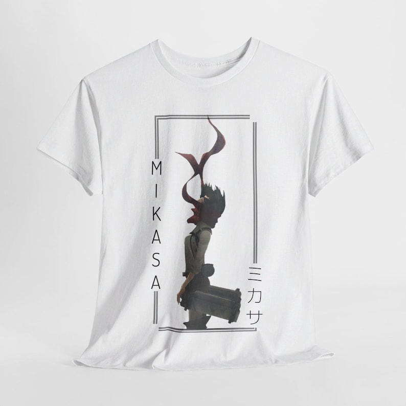 Camiseta de Ataque a los Titanes, camiseta de Mikasa Ackerman, arte de fan de Shingeki No Kyojin, ropa de calle de chica de anime, camiseta unisex con gráficos de AOT imagen 1