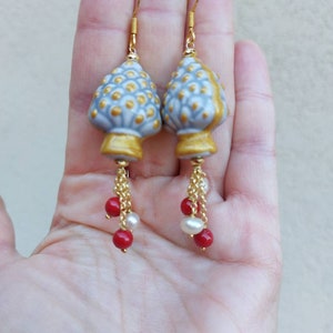 Sicilian Pepper ornament Earrings, Caltagirone ceramic, made in Sicily, turquoise Jewelry, Unique earrings,Handmade Jewelry, Siciliy style