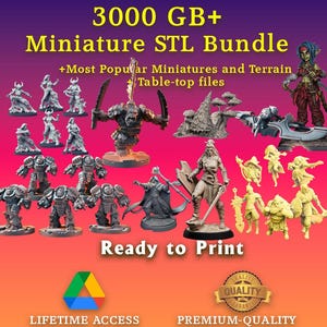 3000 GB+ Miniature & Terrain MEGA STL Pack: 3D Printable Models (Digital Download