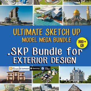 Exterior SketchUp Model Mega Bundle | 900+ GB SKP Models | Villas, Facades, Architecture Exteriors, Modern Homes,3D Library, Building