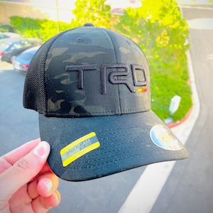 TRD 3D Puff Embroidery Fitted Trucker Cap . TRD HAT