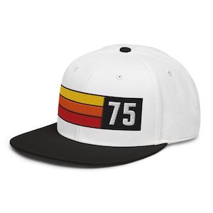 CUSTOM HAT GIFT - Embroidered 75 Snapback Hat - 50th Birthday - 50 Years Old - 1975 - 70s - for Men Women Dad Mom - Personalized Embroidery