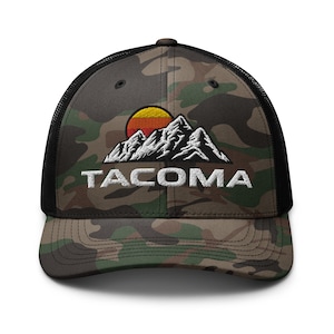 TACOMA City. Trending 2023 Camouflage Print. Camo Trucker Hat / Sport, Vintage, Retro Style. Can Be Custom. Hiking, Camping, Off Roading Cap