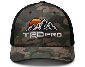TOYOTA TRD PRO Camouflage Trucker Hat. Embroidered Custom Text