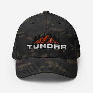 Custom Text MultiCam Black Fitted Closed-Back Structured Twill Cap - Embroidered Toyota Tundra Hat