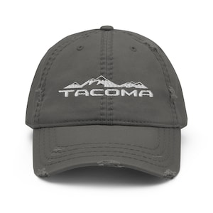 TACOMA Mountains Embroidered DISTRESSED Dad HAT