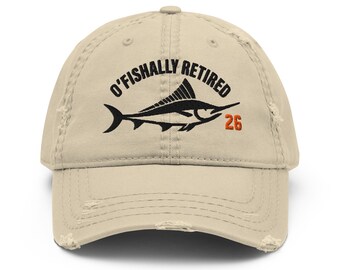 Custom Year Funny Retirement Gift - Fishing Distressed Dad Hat - O'fishally Retired 2026 Cap. O-Fish-Ally Funny