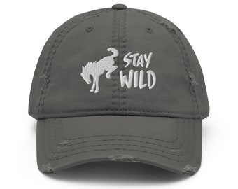 Ricamato, disponibile in colori - Cappello da papà invecchiato - STAY WILD - Wild Bucking Horse