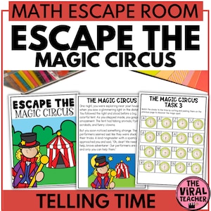Escape Rooms for Kids Telling and Writing Time to the Hour and Half Hour Math Escape Room Printables for Elementary Students