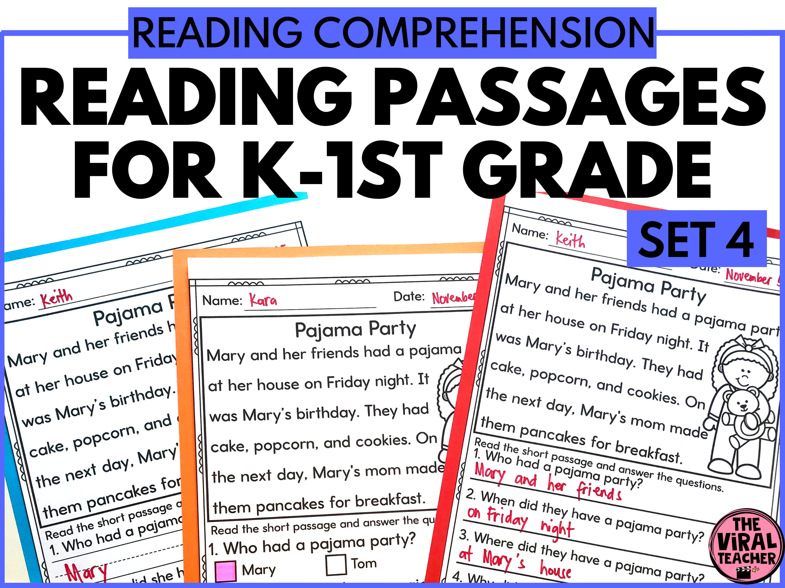 Short reading comprehension passages with questions and answ