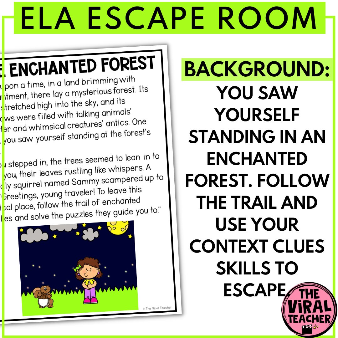 Escape Rooms for Kids Context Clues Reading Passages and 