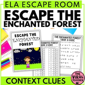 Escape Rooms for Kids Context Clues Reading Passages and Vocabulary Activities ELA Escape Room Printables Game