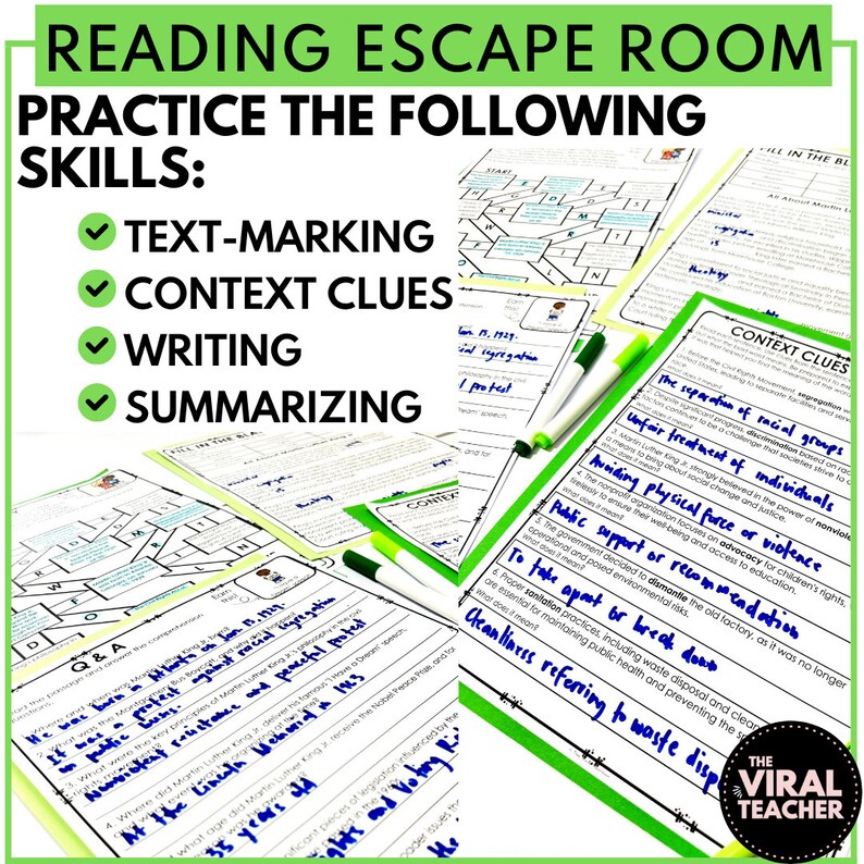 MLK Jr. Day Reading Escape Room, Civil Rights Activity (printable) - Etsy