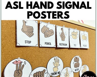 ASL Hand Signal Classroom Posters, Classroom Management (Digital Download)