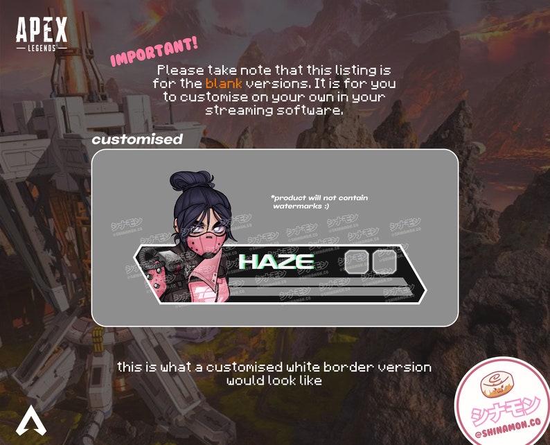Apex Legends Customisable HUD Health Bar Blank Overlay for Streaming
