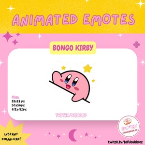 Animated Bongo Kirby Emote | Twitch Sub Badges | Streaming | Emotes | Bits | Discord | Subscriber