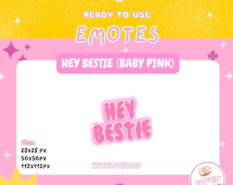 Hey Bestie Twitch Emote | Baby Pink | Cute Kawaii Pastel Aesthetic | Discord | Streaming | Youtube | OBS Studio | Streamlabs OBS | Stream