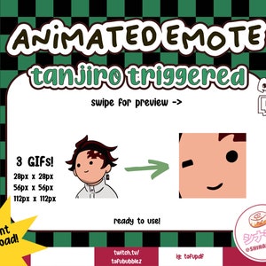 Demon Boy Triggered Angry Oni Animated Emote / Tanj*ir*o Cute Anime Emote Stream Twitch Discord / Streamer KNY Slayer Emote