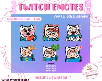 Adventure Time Finn Emote | Twitch Emotes Sub Badges | BMO Jake | Streaming | Bits | Discord | Loyalty Subscriber Badge | Streamer