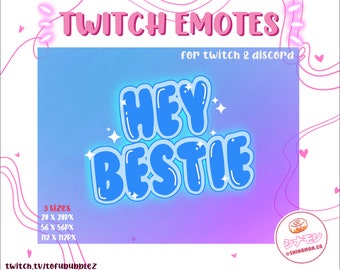 Hey Bestie Twitch Emote | Cute Kawaii Pastel Aesthetic | Discord | Streaming | Youtube | OBS Studio | Streamlabs OBS | Stream | Blue | Sky