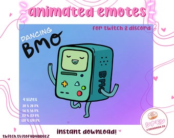 Dancing BMO Animated Emote | Adventure Time | Twitch Sub | Cute Kawaii | Streaming | Emotes | Bits | Discord | Loyalty Subscriber